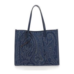 Etro Women 'Lovetrotter' Blue Tote Bag With Jacquard Motif In Denim For Women